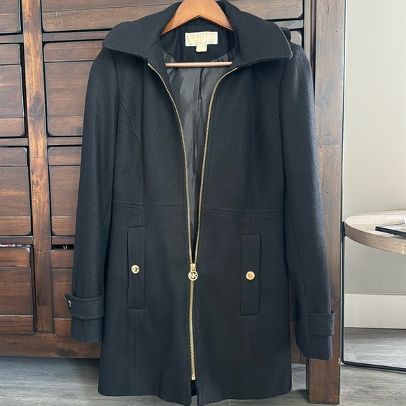Michael Kors black zip wool coat XS - Picture 1 of 11
